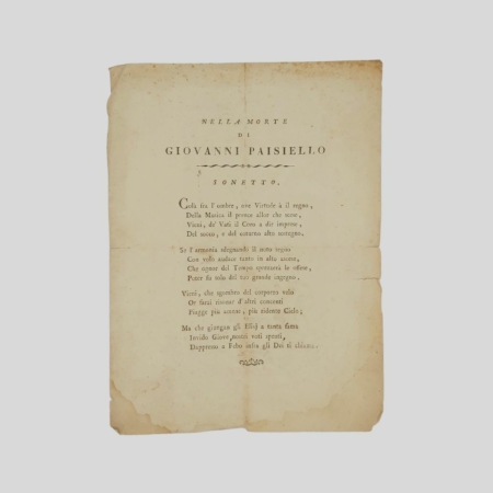 Giovanni Paisiello. Sonetto. www.colonneselibri.it