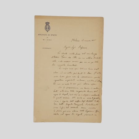 Nicola Ferorelli Lettera autografa firmata a Floriano Del Secolo 1915 Gli ebrei nell'Italia meridionale Benedetto Croce