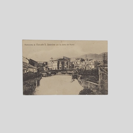 cartolina mercato san severino fiume in piena