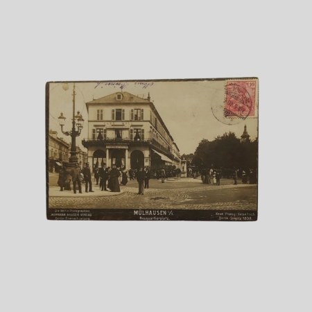 Mühlhausen Alsazia Cafe Moll 1898 Cartolina