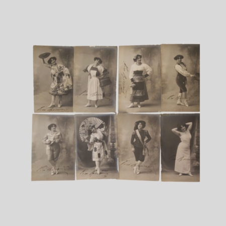 Ninì Ricciardi Canzonettista eccentrica e vedette del cfé-chantant Otto Cartoline fotografiche con firma autografe 1911 ca.