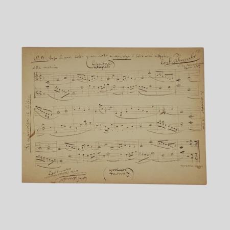 Costantino Palumbo, Canone retrogrado, manoscritto musicale autografo con firma, Villa Roccaromana 1882